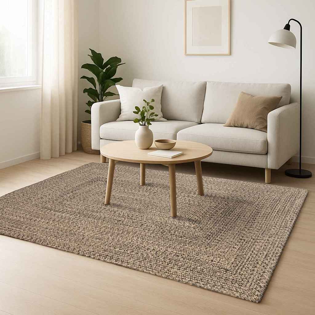 Tepisi za područja Prirodna i crna 200 x 200 cm Juta