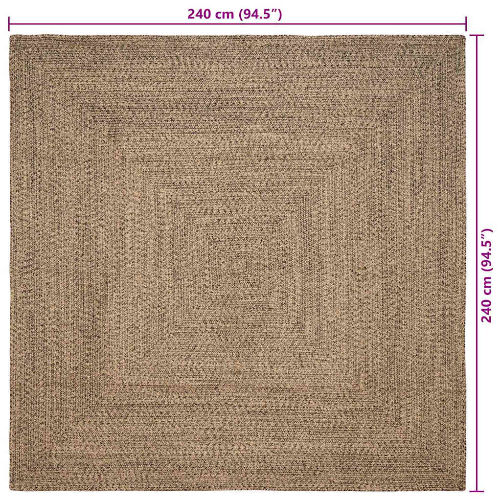 Tepisi za područja Prirodna i crna 240 x 240 cm Juta