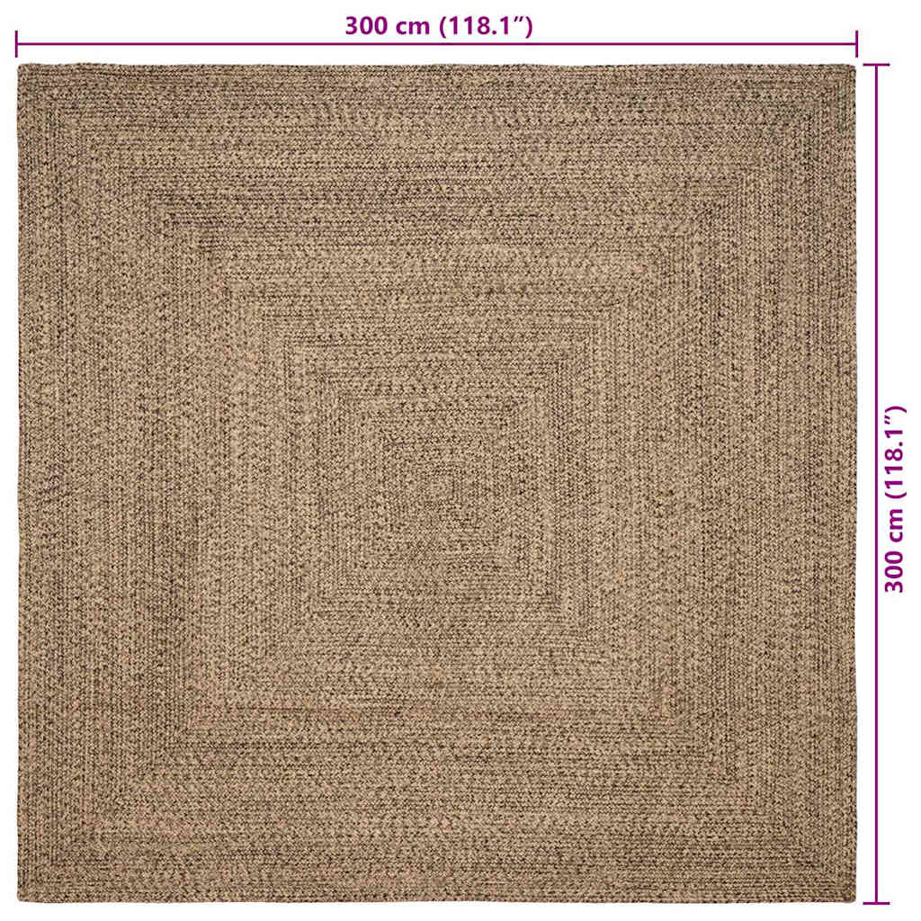 Tepisi za područja Prirodna i crna 300 x 300 cm Juta