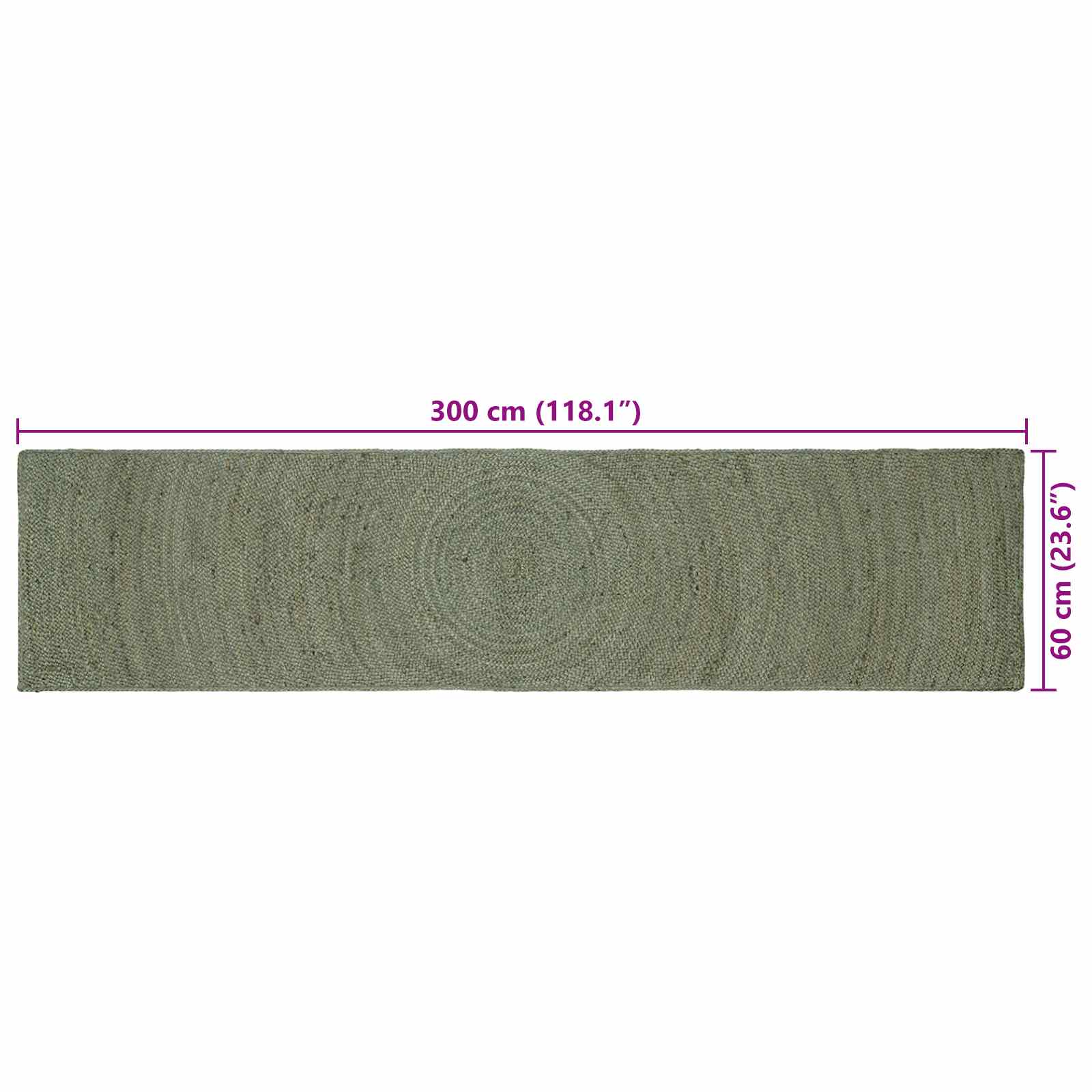 Tepisi za područja Maslinastozelena 60 x 300 cm Juta