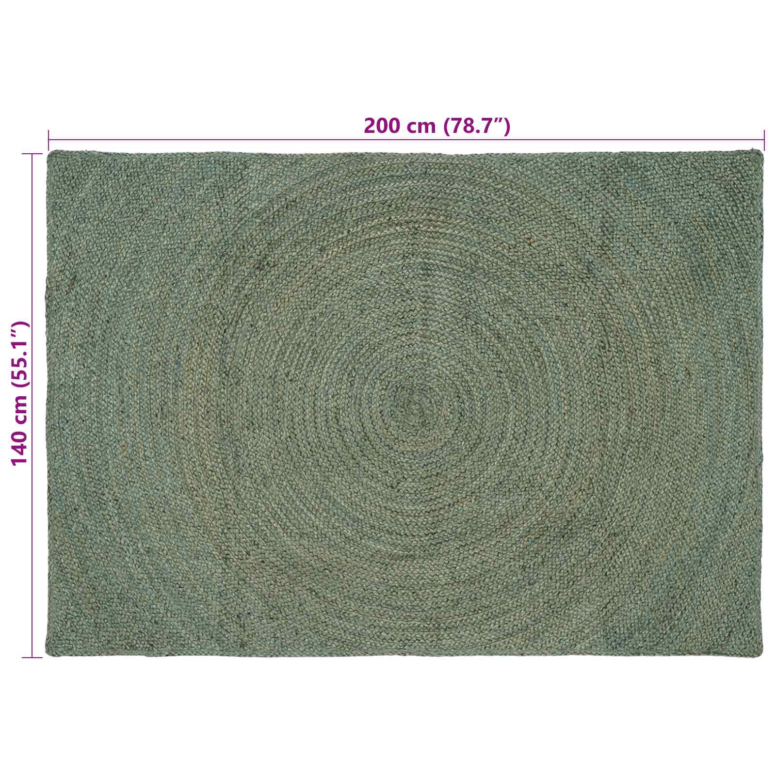 Tepisi za područja Maslinastozelena 140 x 200 cm Juta