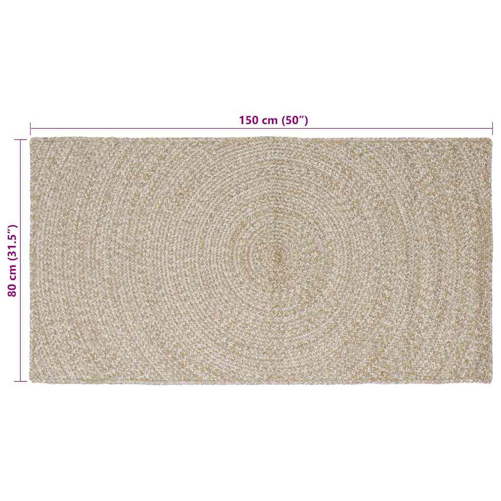 Tepisi za područja Prirodna i bijela 80 x 150 cm Juta