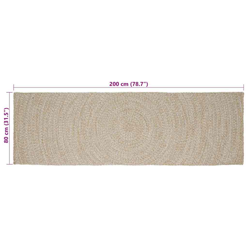 Tepisi za područja Prirodna i bijela 80 x 200 cm Juta