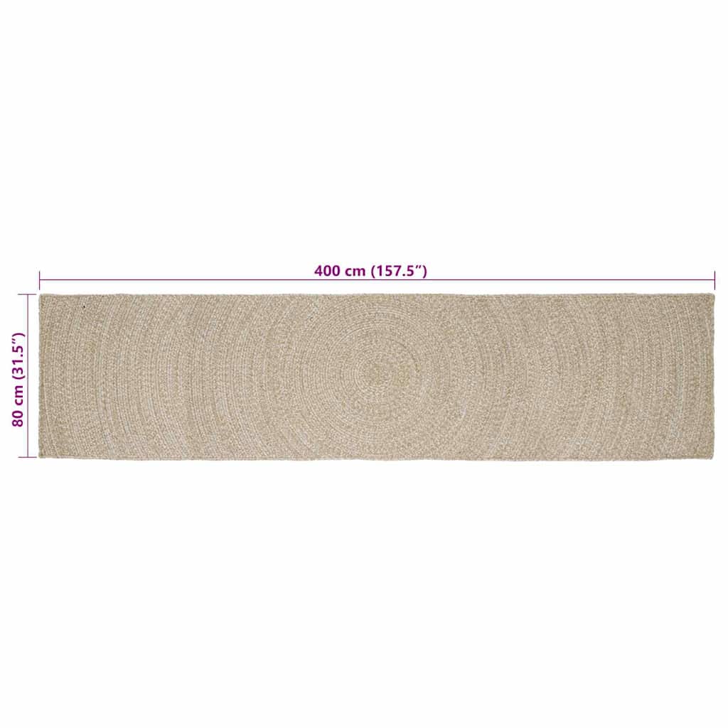 Tepisi za područja Prirodna i bijela 80 x 400 cm Juta