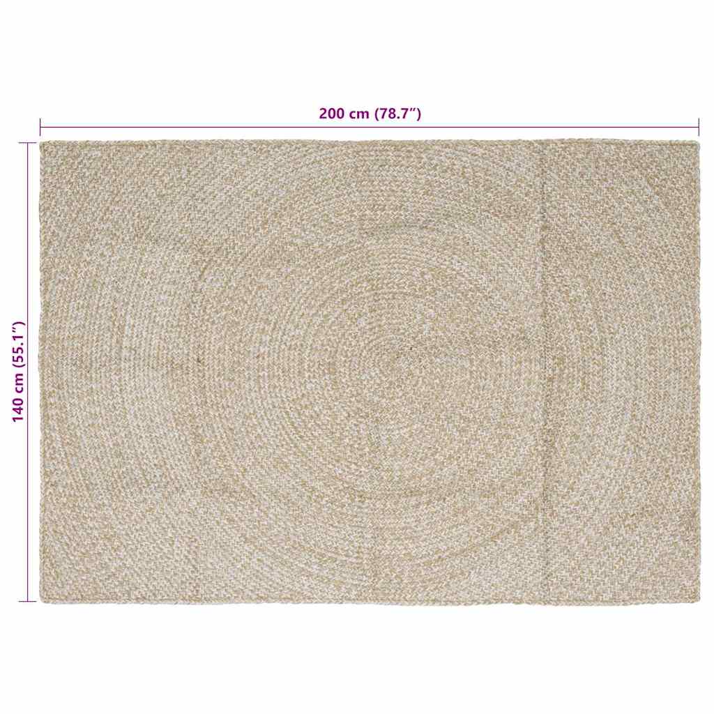 Tepisi za područja Prirodna i bijela 140 x 200 cm Juta