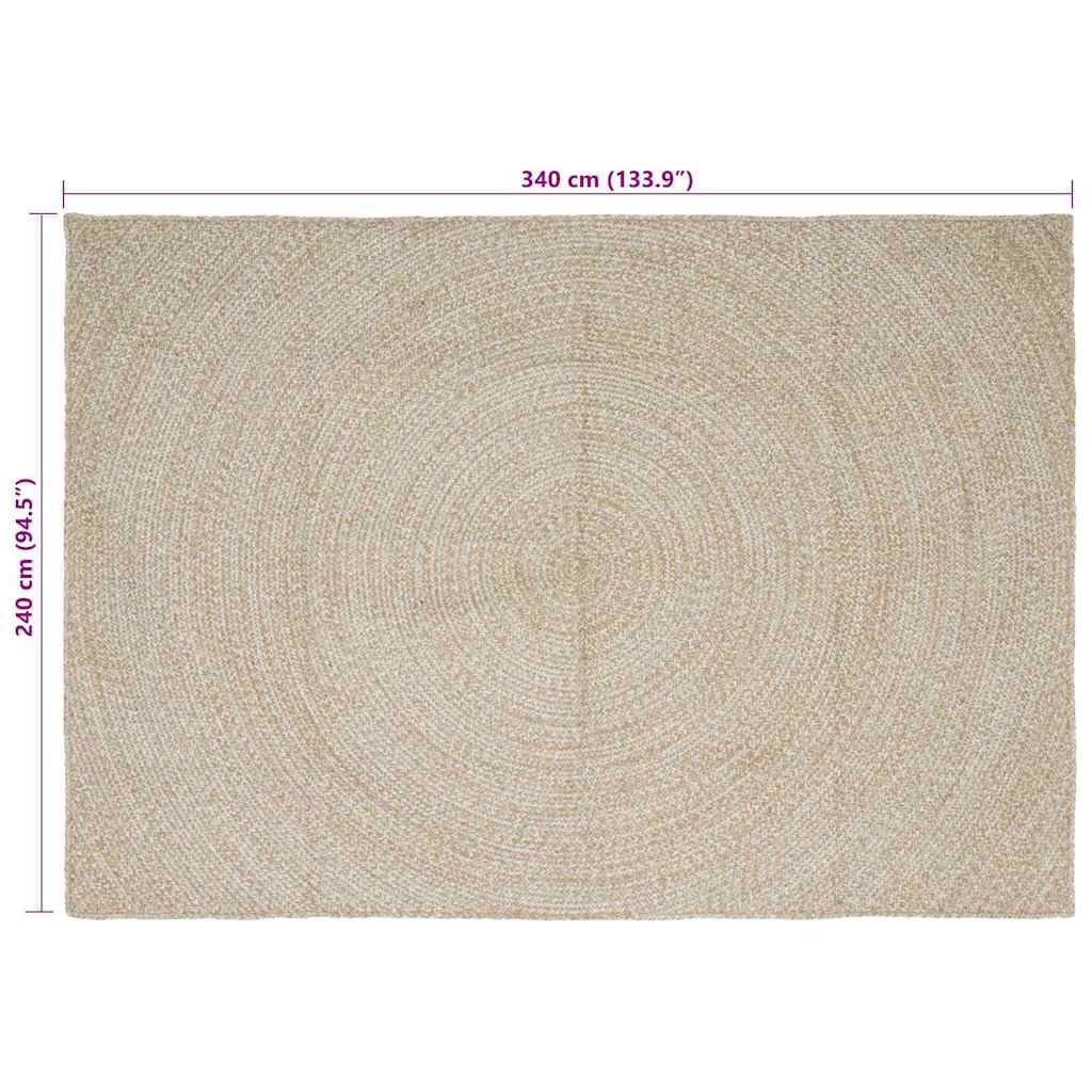 Tepisi za područja Prirodna i bijela 240 x 340 cm Juta