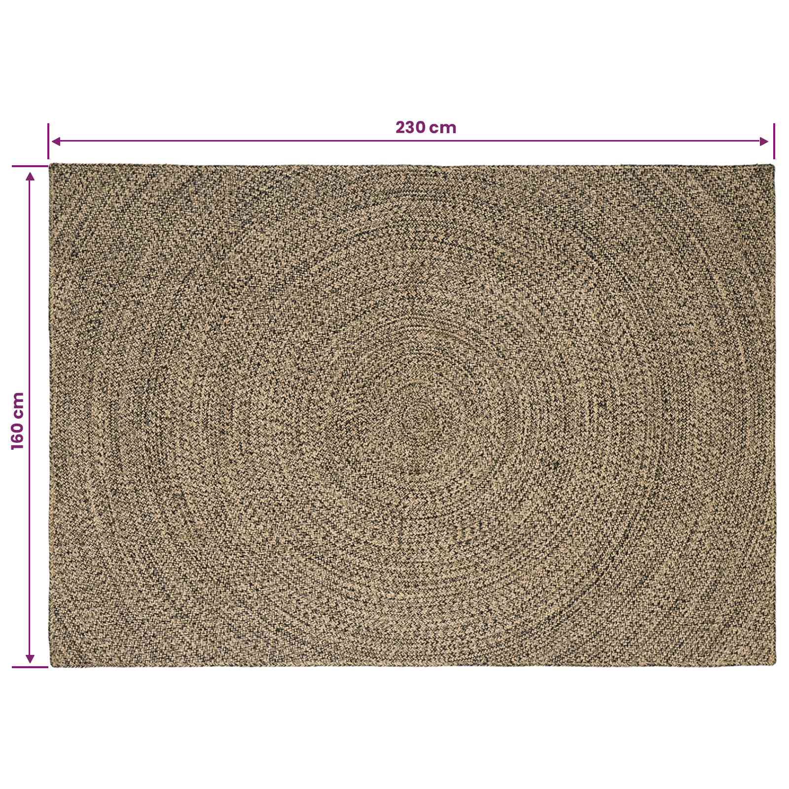 Tepisi za područja Prirodna i crna 160 x 230 cm Juta