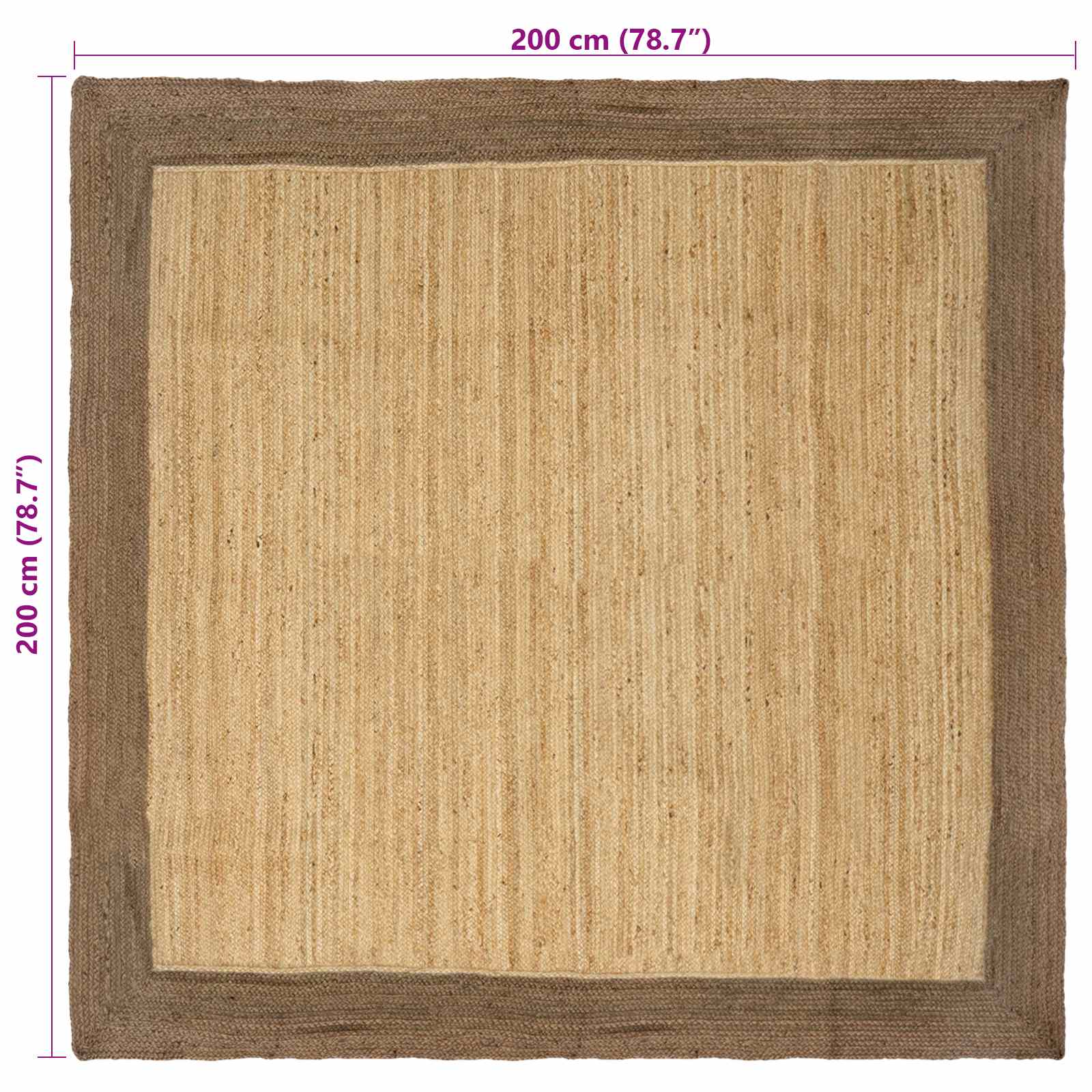 Tepisi za područja Siva 200 x 200 cm Juta
