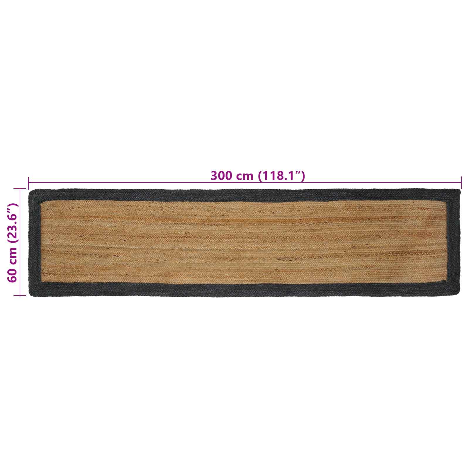 Tepisi za područja Tamnosiva 60 x 300 cm Juta