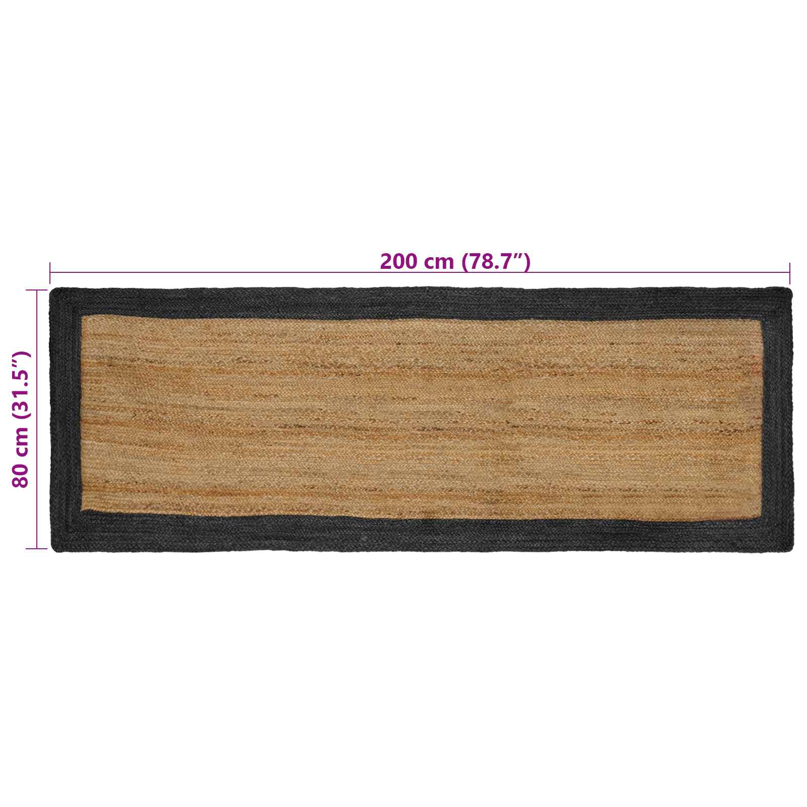 Tepisi za područja Tamnosiva 80 x 200 cm Juta