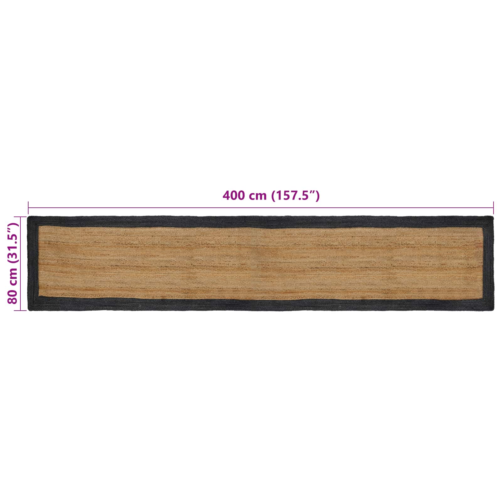 Tepisi za područja Tamnosiva 80 x 400 cm Juta