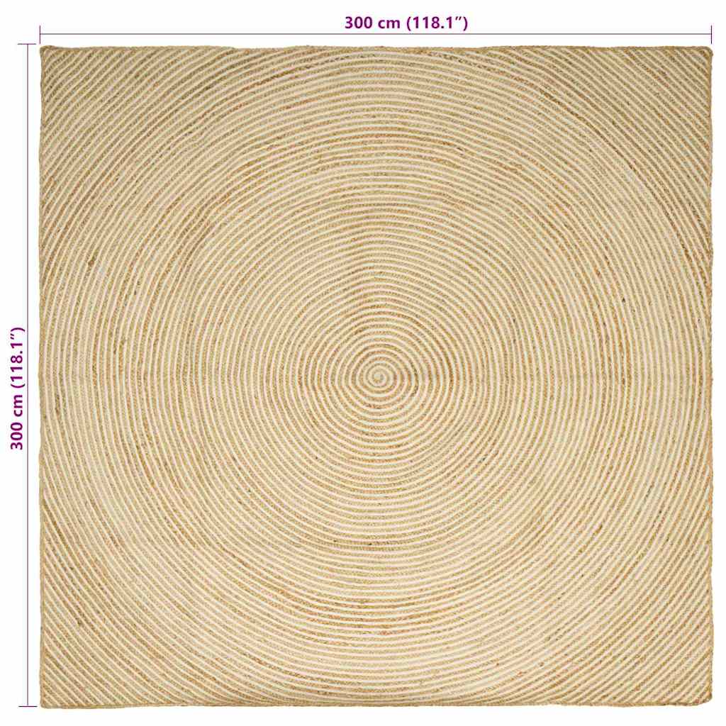Tepisi za područja Bijela 300 x 300 cm Juta