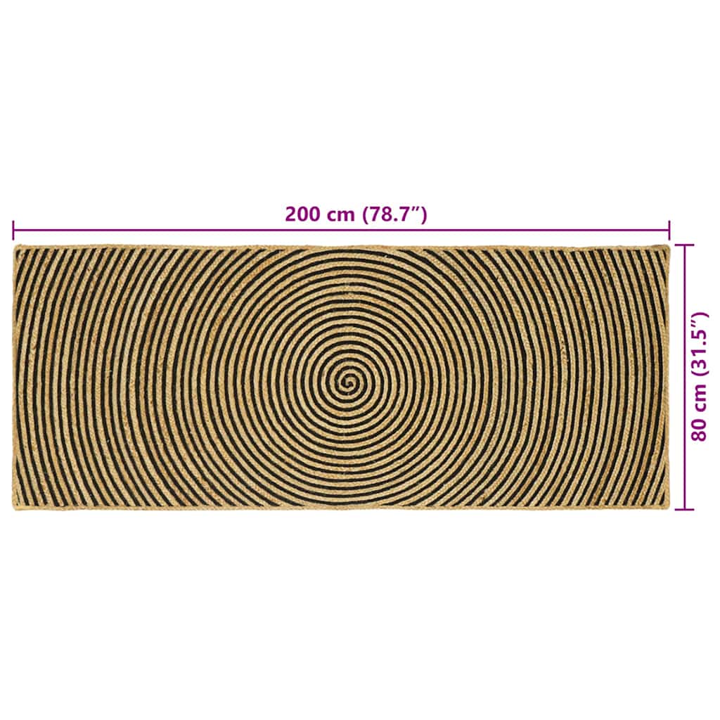 Tepisi za područja Crna 80 x 200 cm Juta