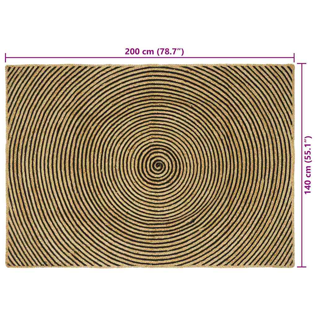 Tepisi za područja Crna 140 x 200 cm Juta