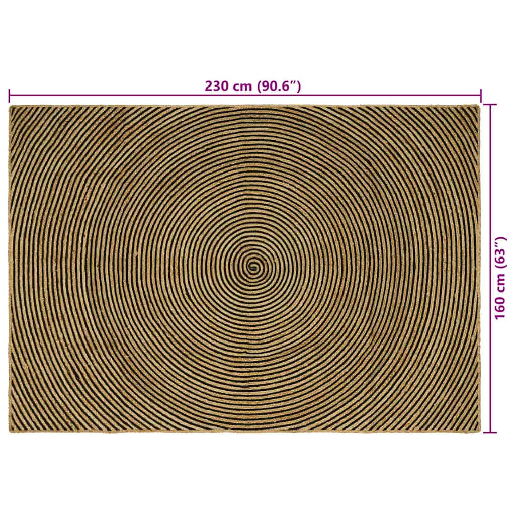 Tepisi za područja Crna 160 x 230 cm Juta