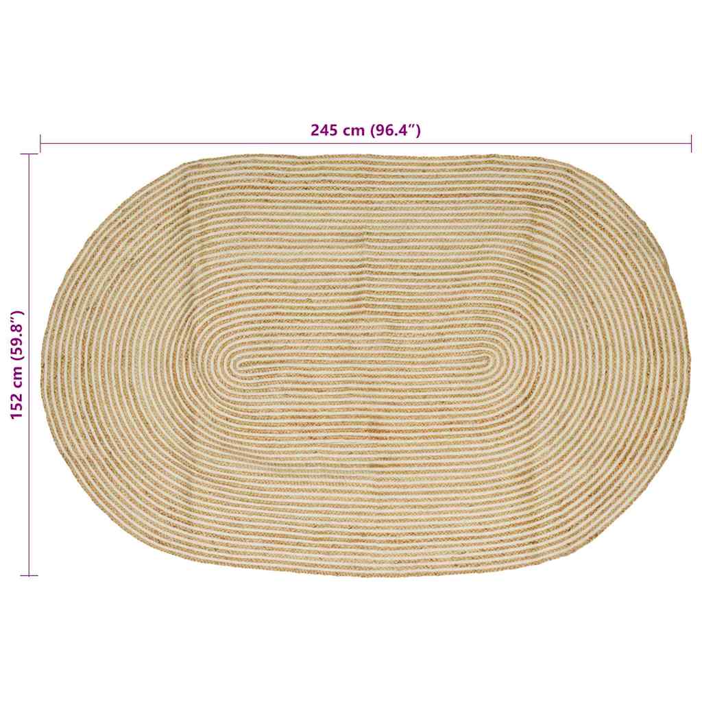 Tepisi za područja Prirodna i bijela 152 x 245 cm Juta