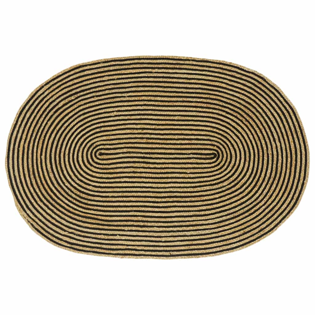 Tepisi za područja Prirodna i crna 100 x 152 cm Juta