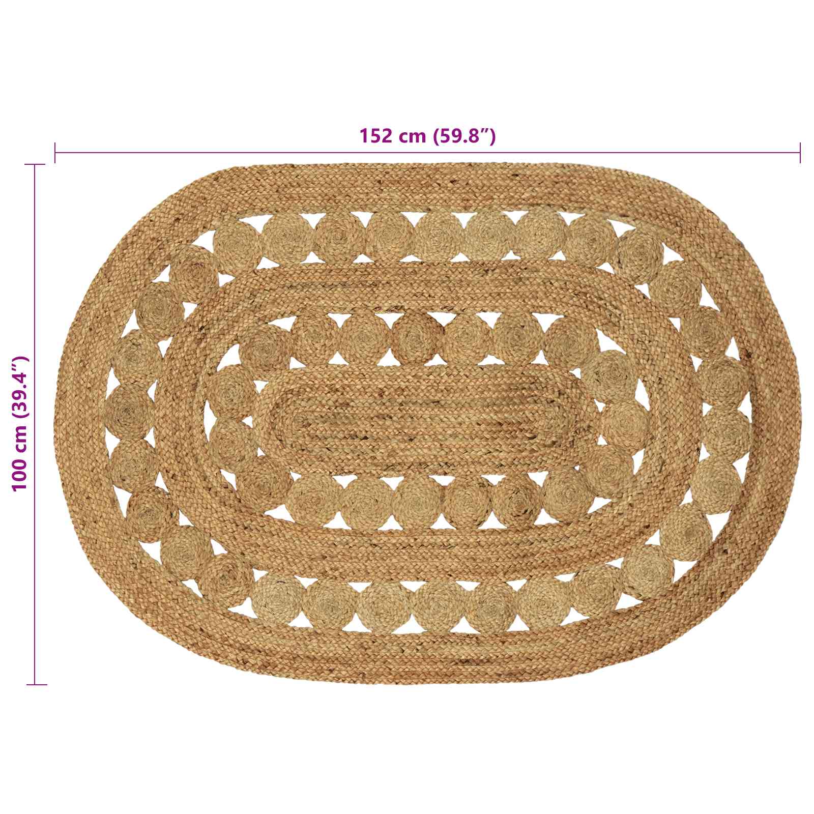 Tepisi za područja Prirodna 100 x 152 cm Juta