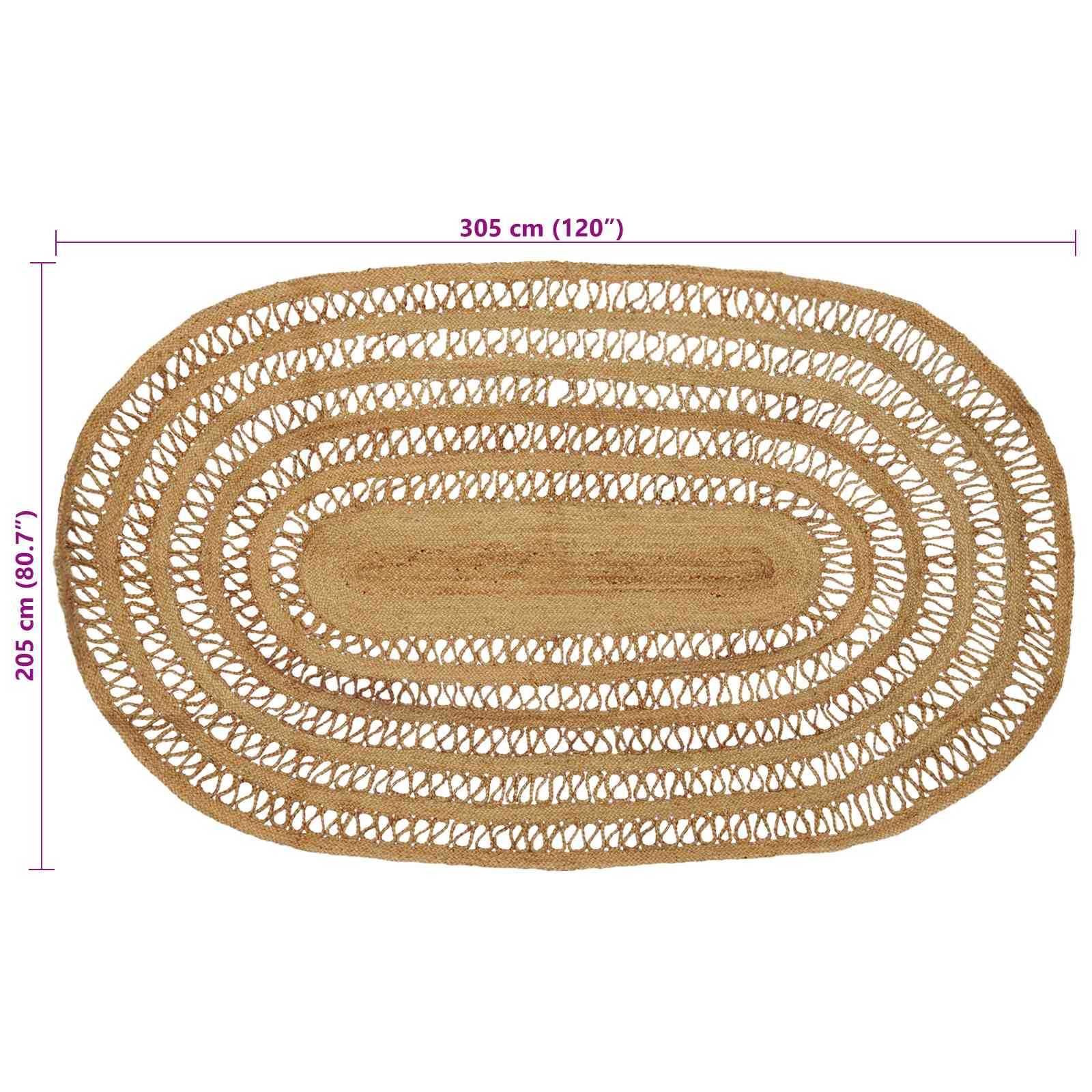 Tepisi za područja Prirodna 205 x 305 cm Juta