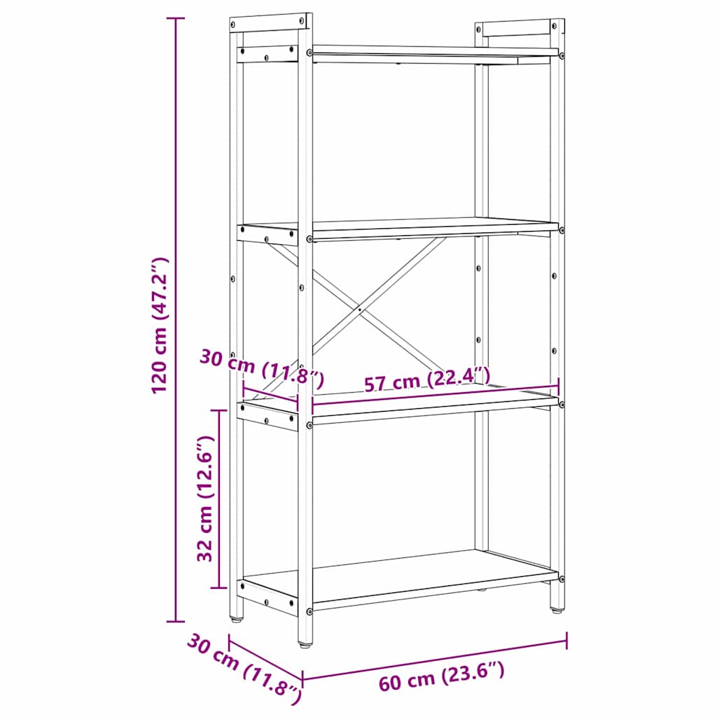Polica Dimljeni hrast 60 x 30 x 120 cm Konstruirano drvo