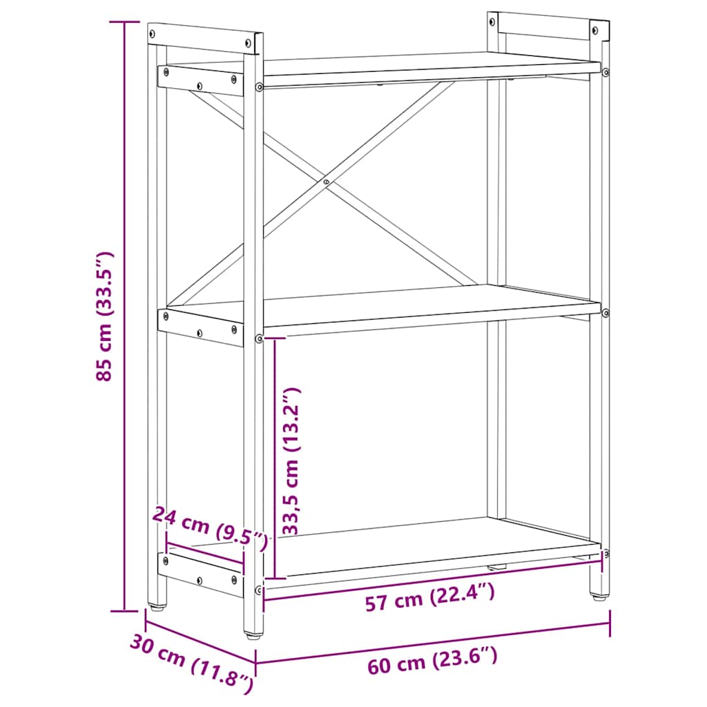 Polica Sonoma hrast 60 x 30 x 85 cm Konstruirano drvo
