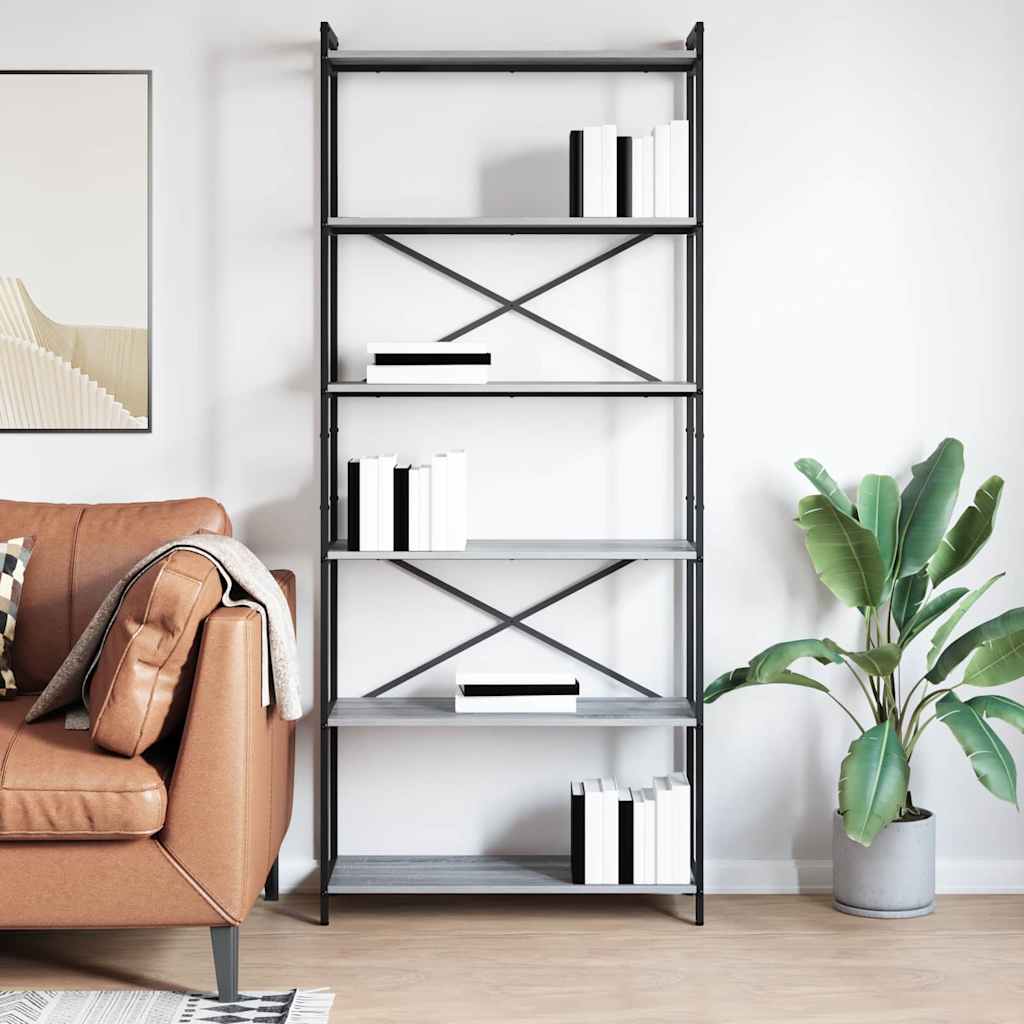 Polica Sivi hrast sonoma 80 x 30 x 189,5 cm Konstruirano drvo