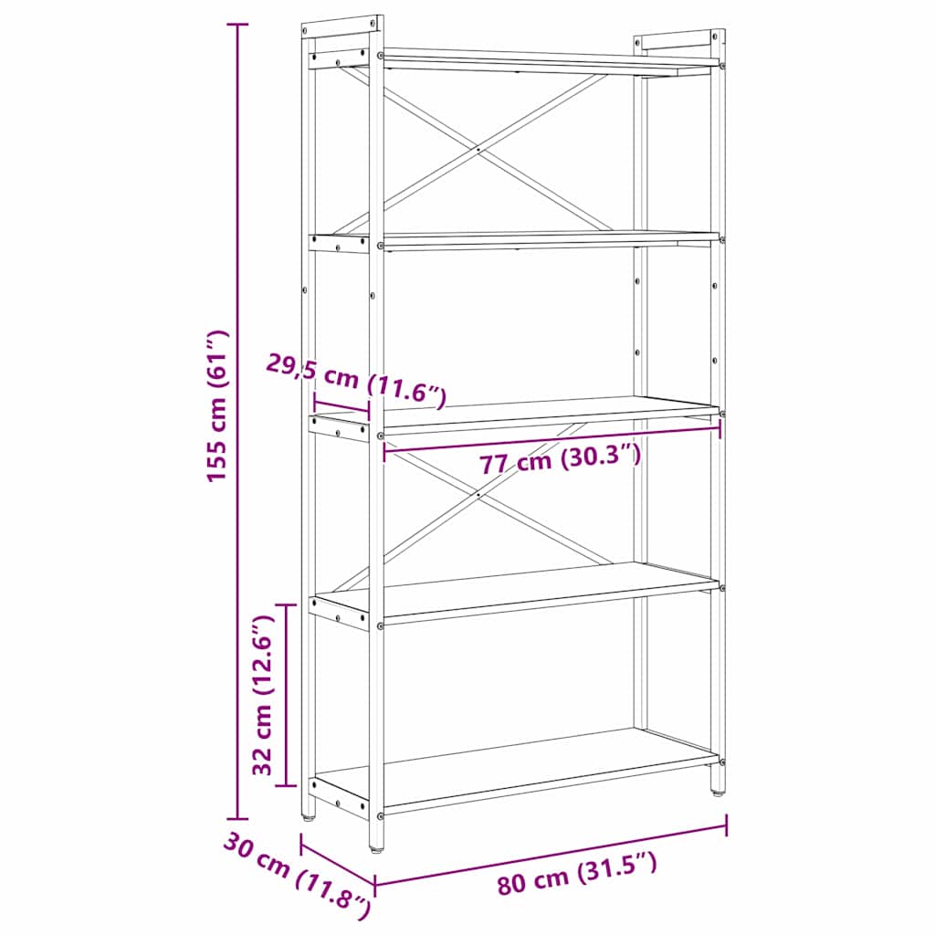 Polica Sivi hrast sonoma 80 x 30 x 155 cm Konstruirano drvo