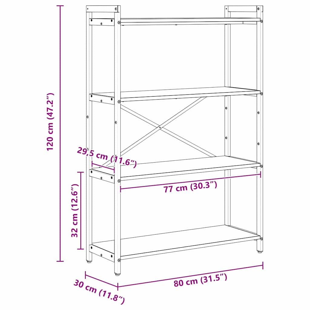 Polica Staro drvo 80 x 30 x 120 cm Konstruirano drvo