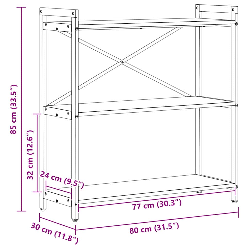 Polica Sonoma hrast 80 x 30 x 85 cm Konstruirano drvo