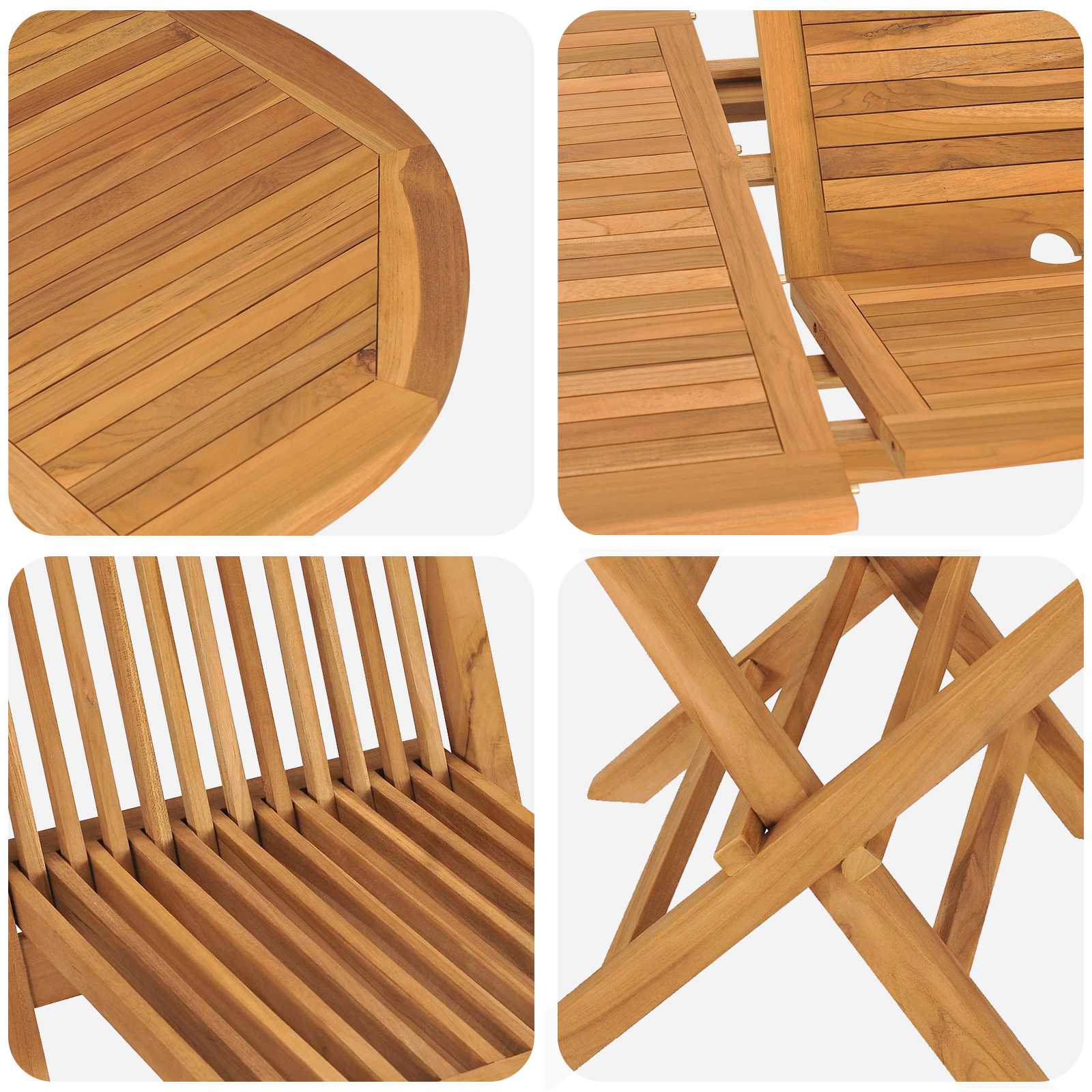 Vrtni set za objed 5 pcs Smeđa Čvrsto teak drvo