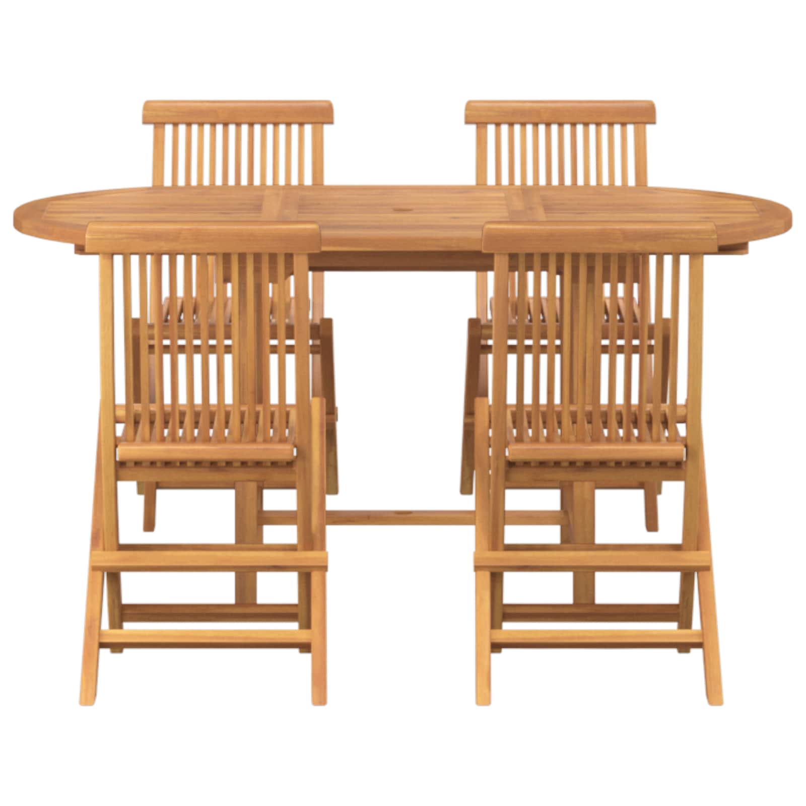 Vrtni set za objed 5 pcs Smeđa Čvrsto teak drvo