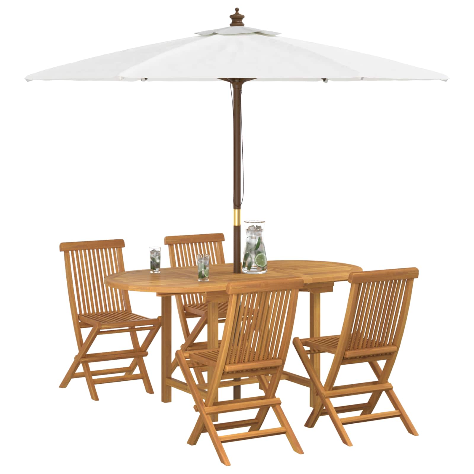 Vrtni set za objed 5 pcs Smeđa Čvrsto teak drvo