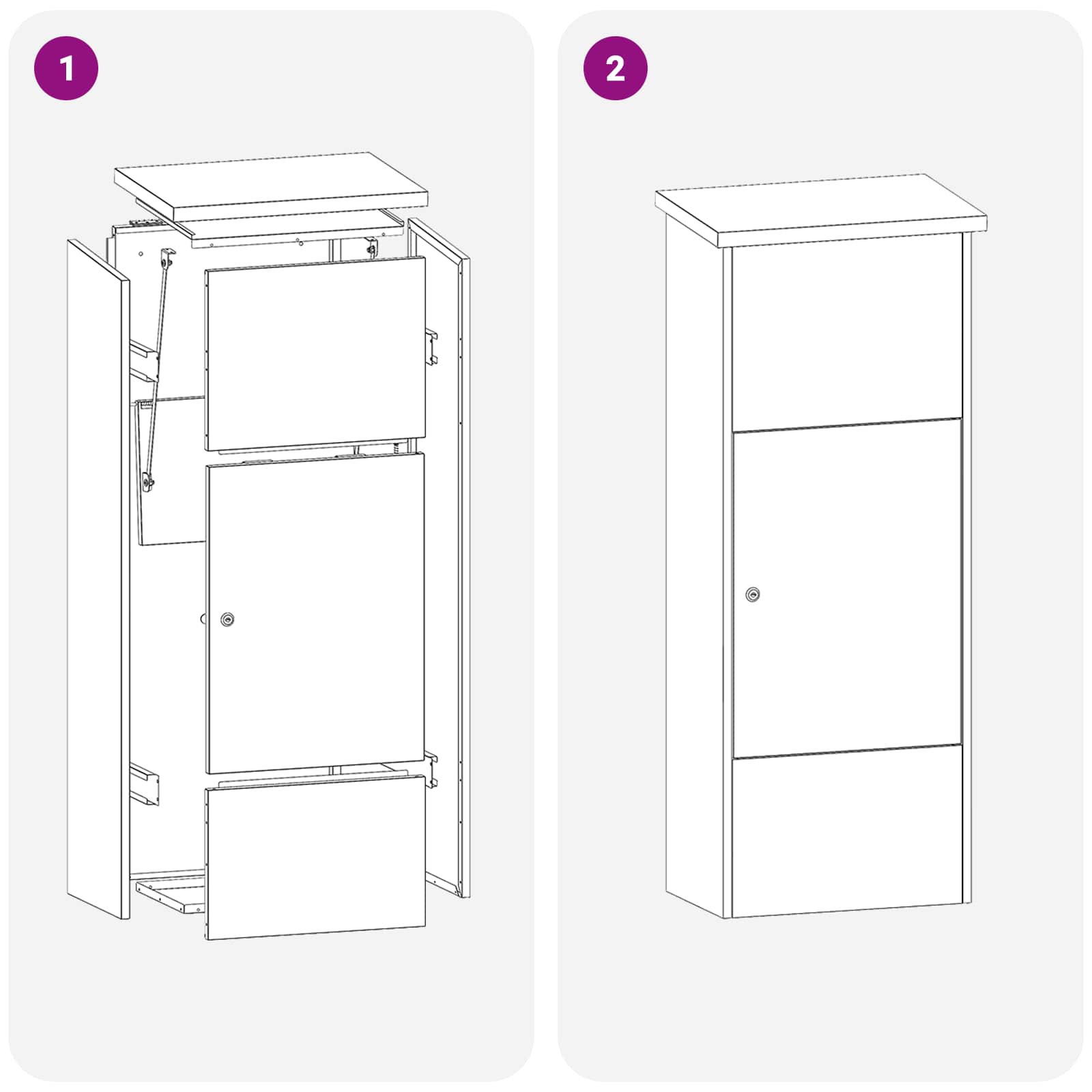 Sandučić za pakete s pohranom Crna 44,5 x 29 x 110,5 cm Čelik