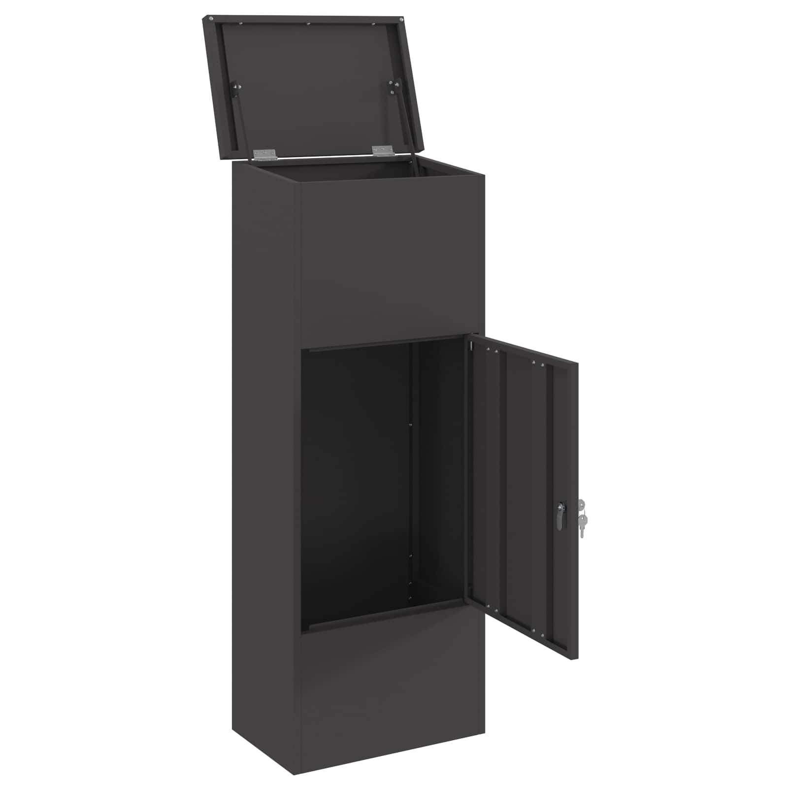 Sandučić za pakete s pohranom Crna 44,5 x 29 x 110,5 cm Čelik