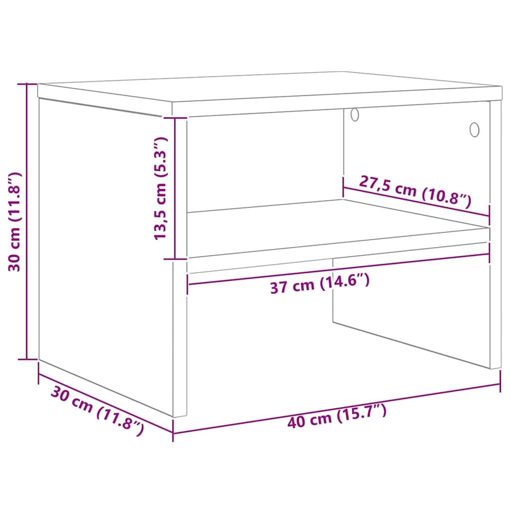 Noćni ormar Crni hrast 40 x 40 x 30 cm Konstruirano drvo
