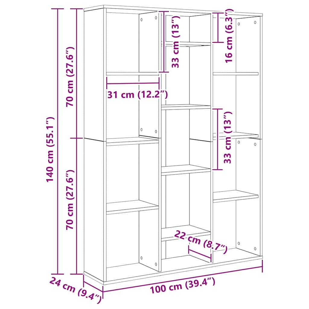 Pregradna pregača s policom Crni hrast 100 x 24 x 140 cm