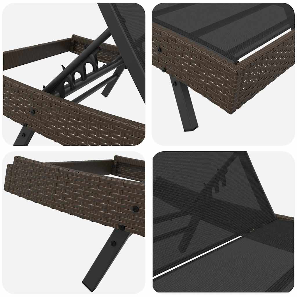 Ležaljka 3 pcs Smeđa 197 x 70 x 82 cm poliratan