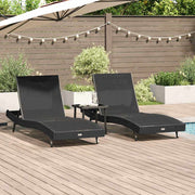 Ležaljka 3 pcs Crna 197 x 70 x 82 cm poliratan