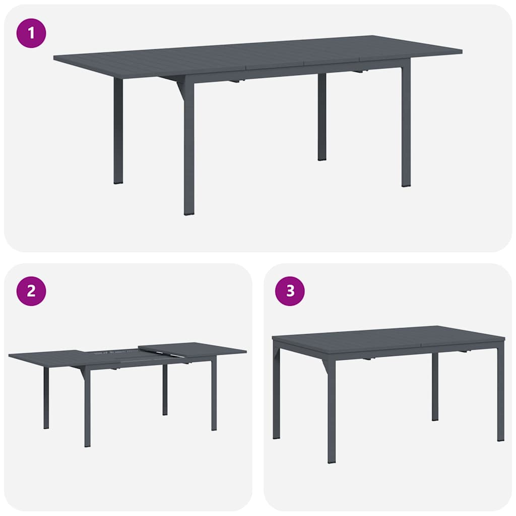 Vanjski stol za večeru 2 pcs Antracit 210 x 90 x 73 cm Čelik