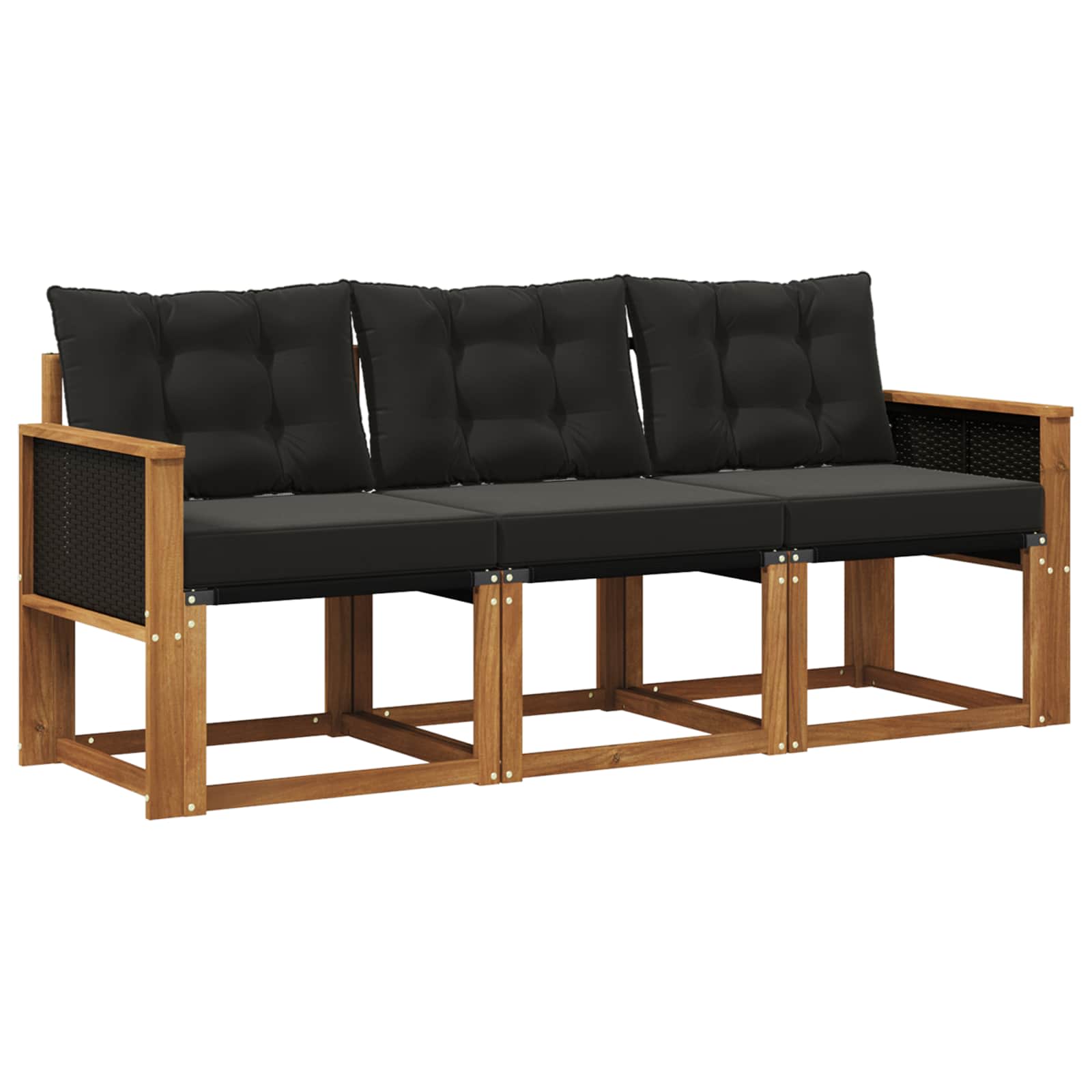 Set vanjskih sofa s jastukom 3 pcs Prirodna i crna
