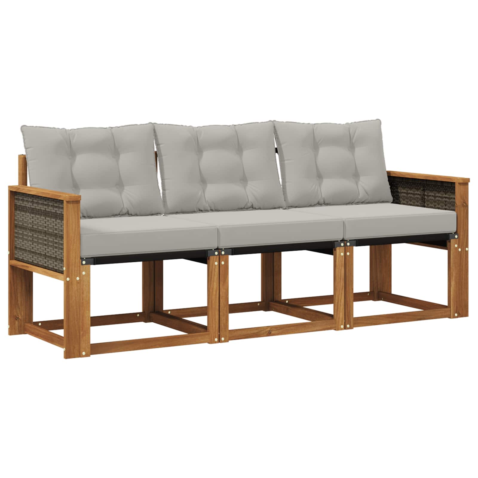 Set vanjskih sofa s jastukom 3 pcs Prirodna i svjetlosiva
