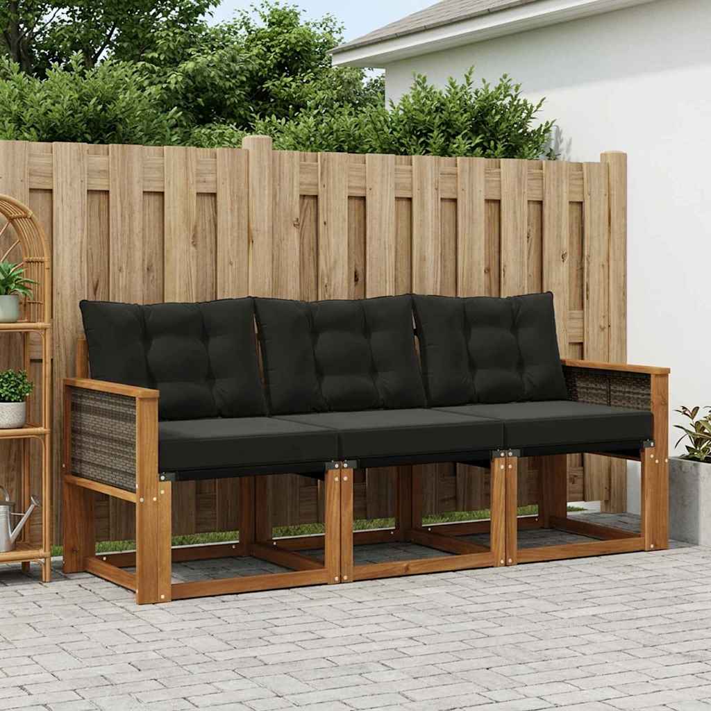 Set vanjskih sofa s jastukom 3 pcs Prirodna i crna
