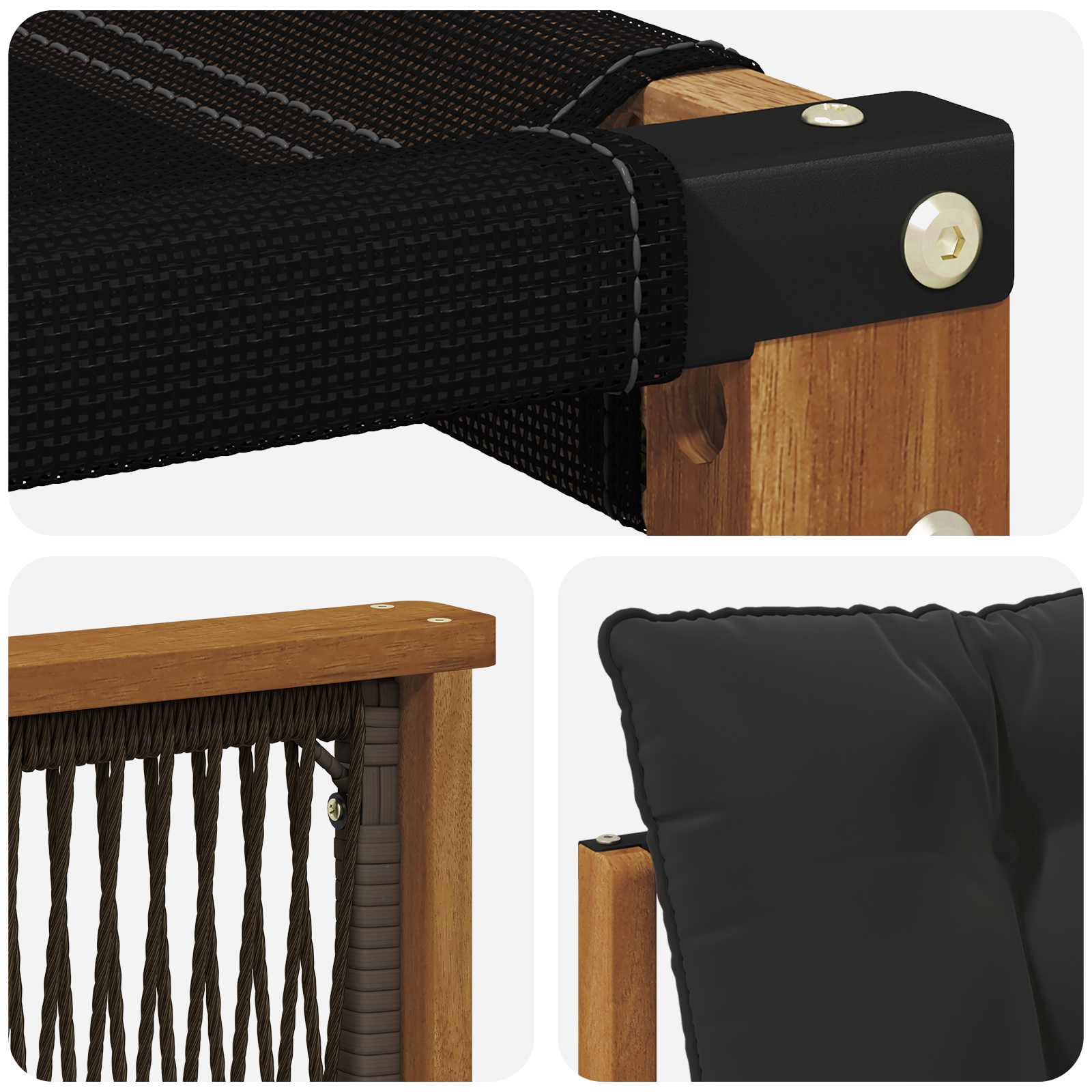 Set vanjskih sofa s jastukom 3 pcs Prirodna i crna