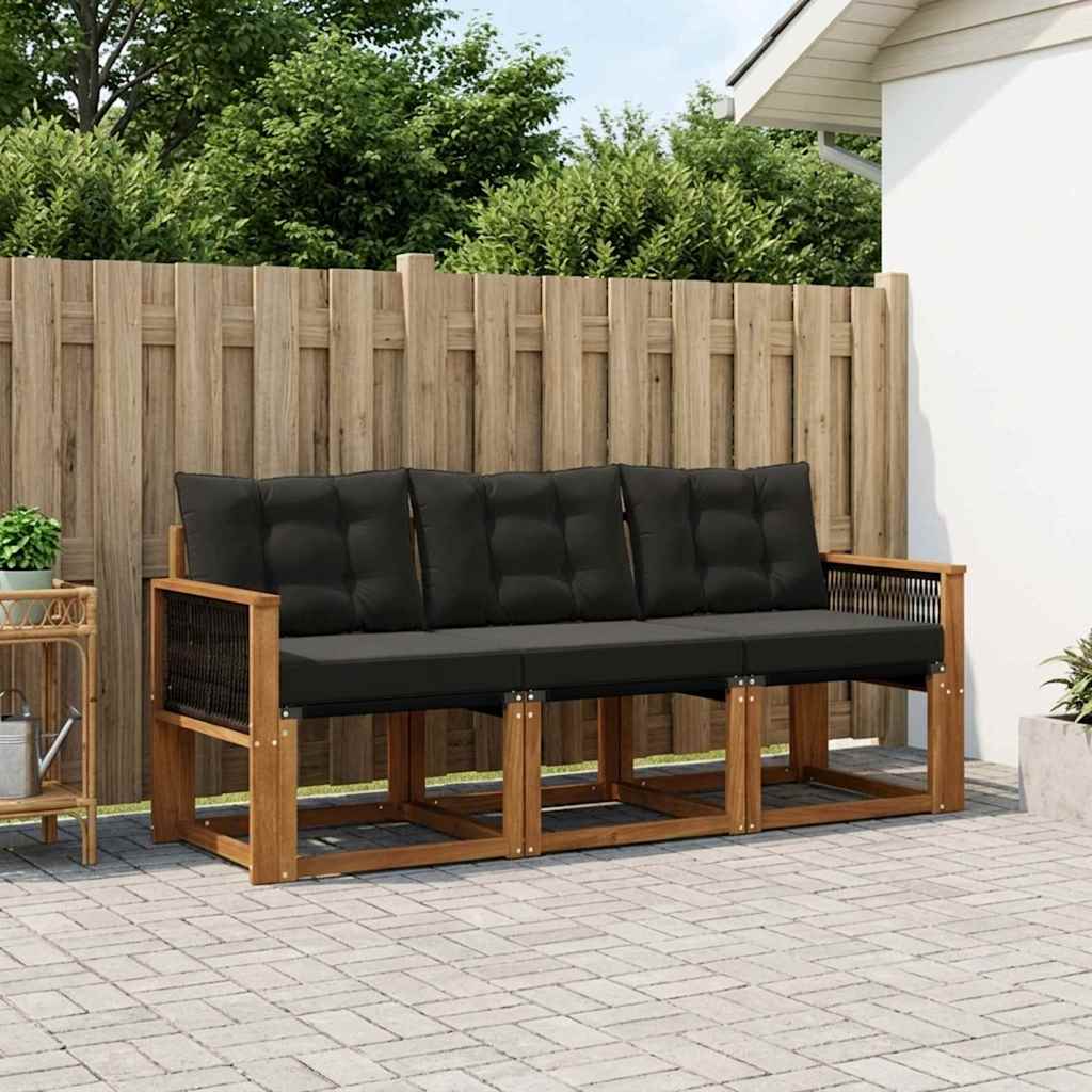 Set vanjskih sofa s jastukom 3 pcs Prirodna i crna