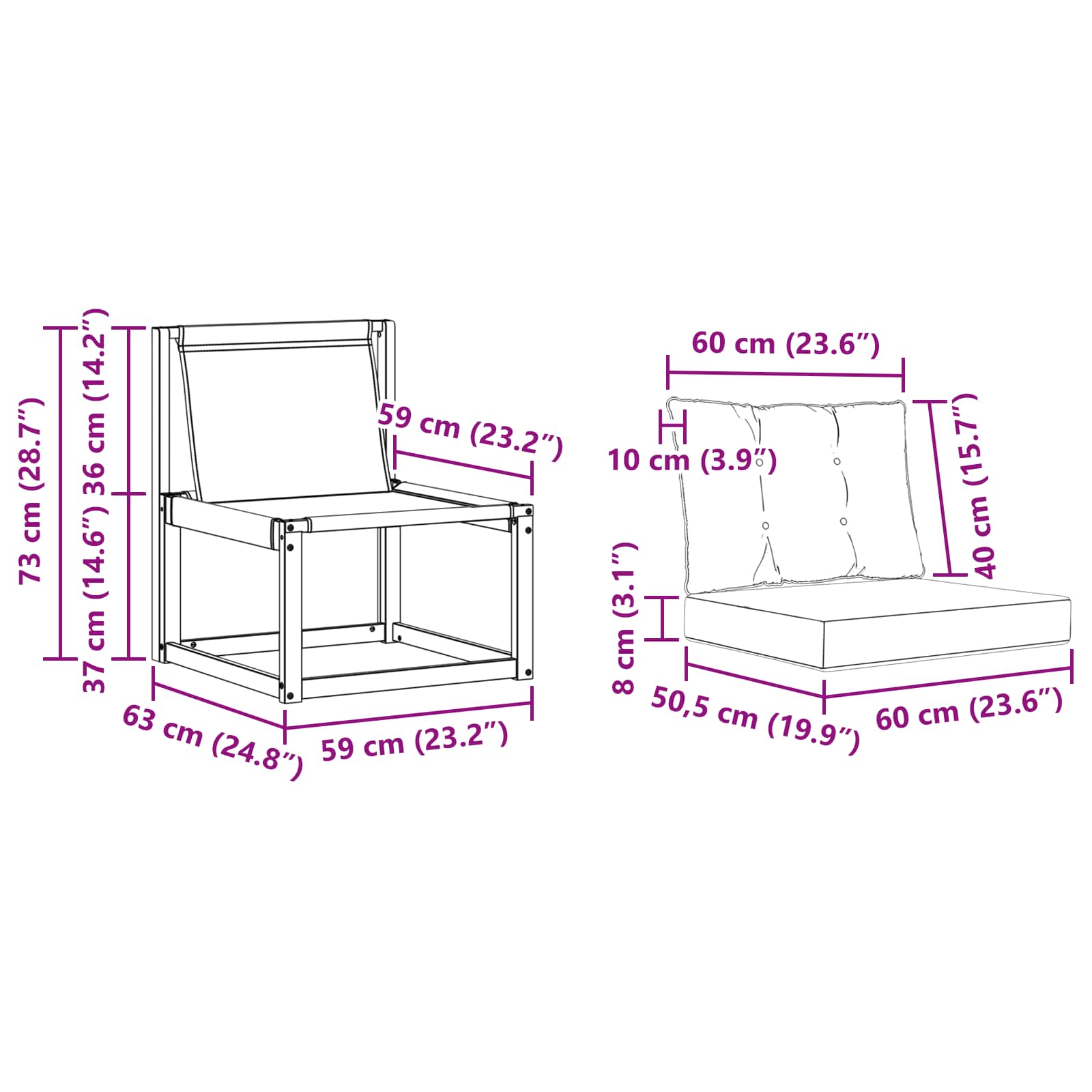 Set vanjskih sofa s jastukom 3 pcs Prirodna i crna