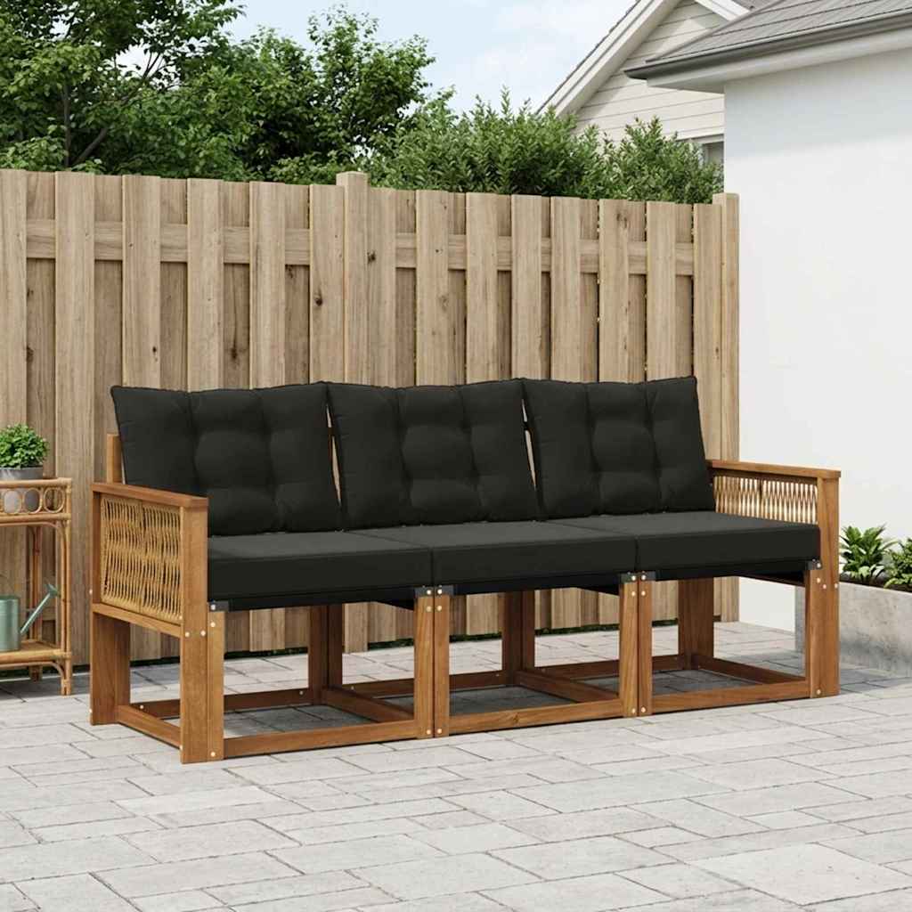 Set vanjskih sofa s jastukom 3 pcs Prirodna i crna
