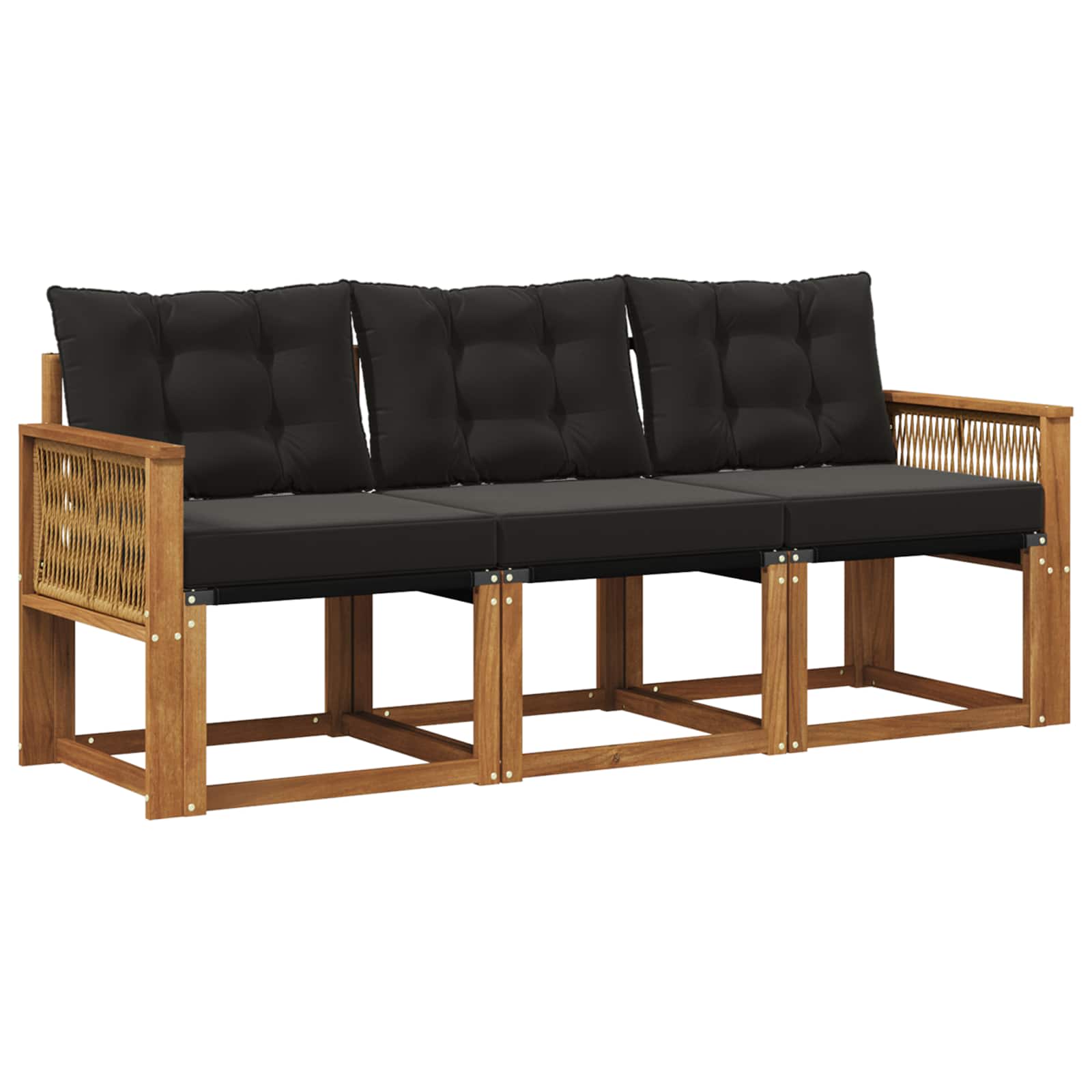 Set vanjskih sofa s jastukom 3 pcs Prirodna i crna