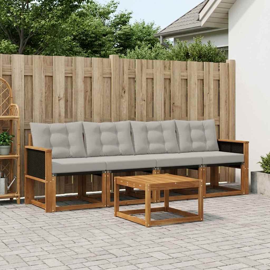 Set vanjskih sofa s jastukom 5 pcs Prirodna i svjetlosiva