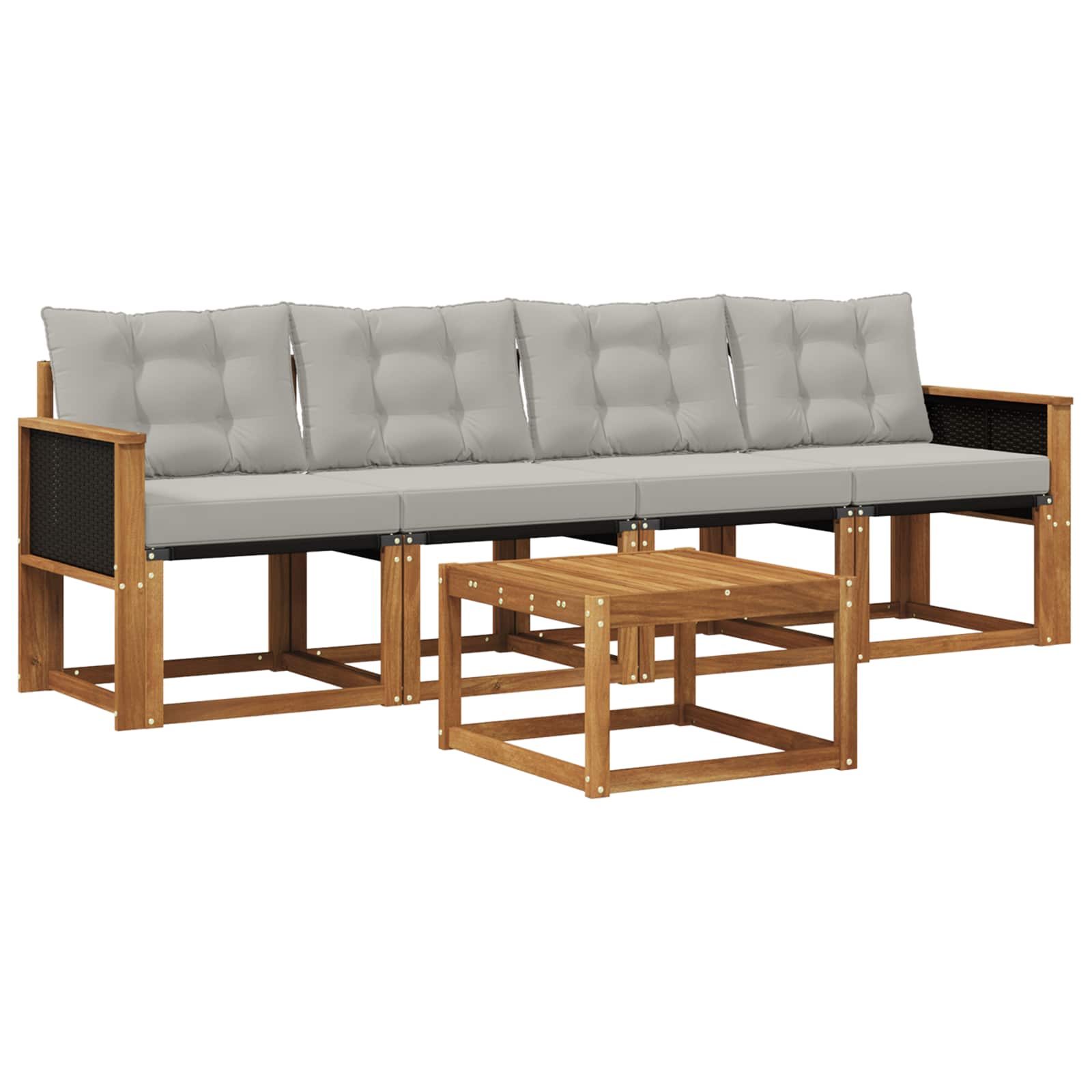 Set vanjskih sofa s jastukom 5 pcs Prirodna i svjetlosiva