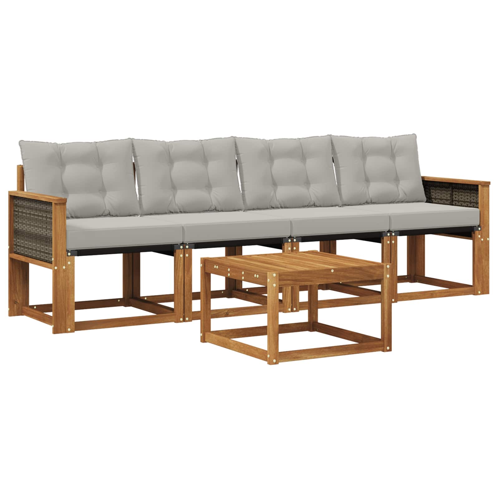 Set vanjskih sofa s jastukom 5 pcs Prirodna i svjetlosiva